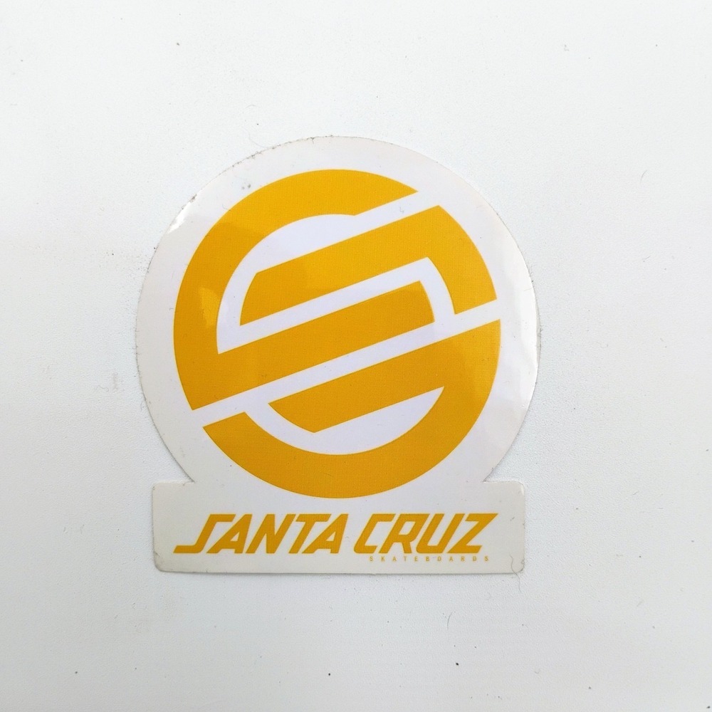 Santa Cruz Skateboards Sticker Yellow Strip Circle Logo Decal 3" Vintage 1990's